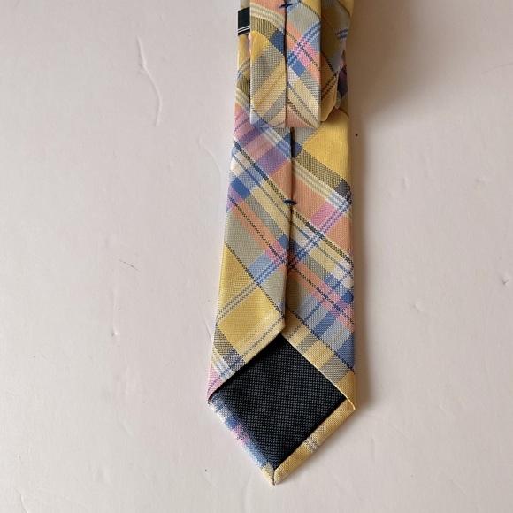 NAUTICA MENS PLAID TIE YELLOW PINK BLUE NWT - Picture 7 of 9